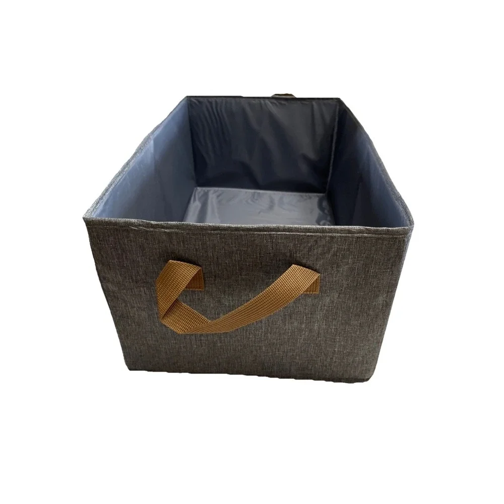 Foldable Storage Rectangular Bins Fabric.3 Pack Dark Grey. 11